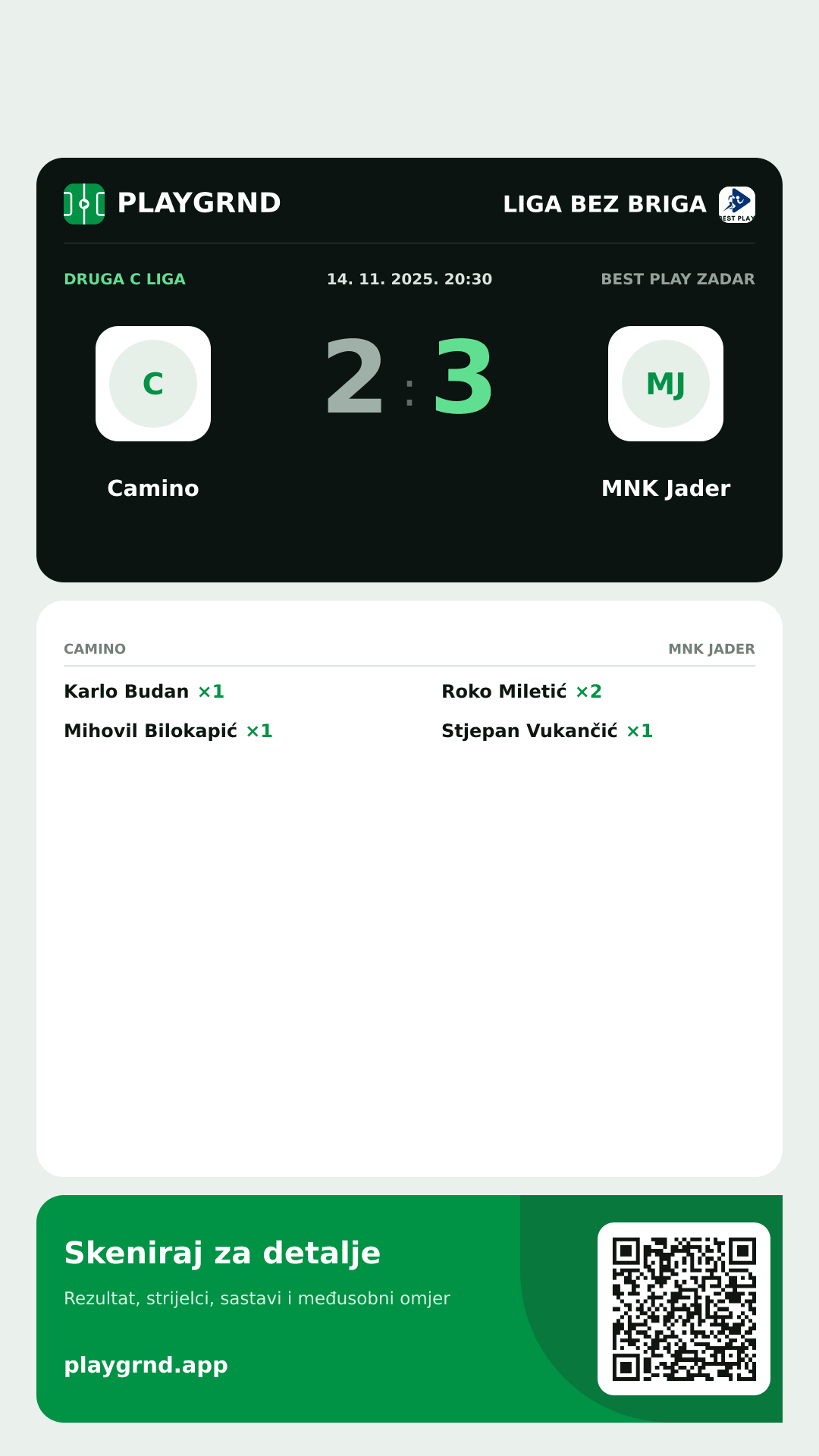 Story slika: Camino 2:3 MNK Jader
