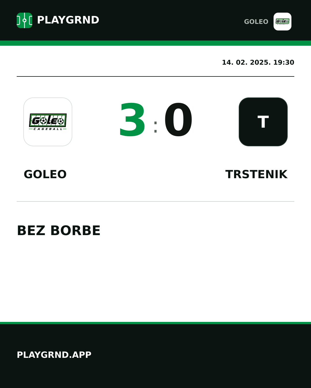 Instagram slika: Goleo 3:0 Trstenik
