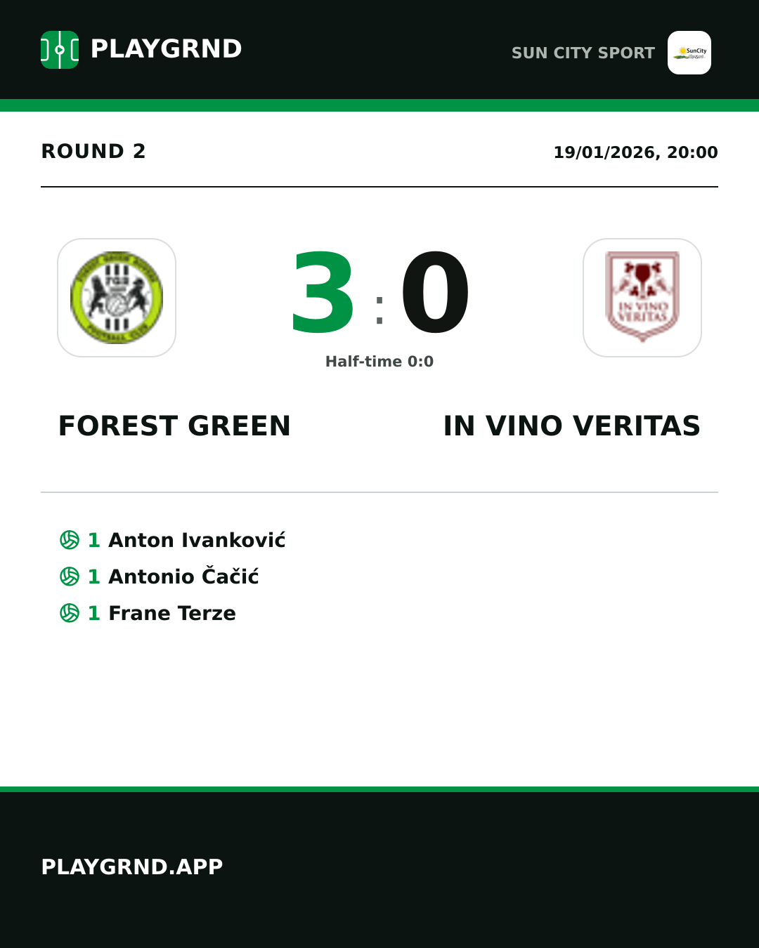 Instagram artwork: Forest Green 3:0 IN Vino Veritas