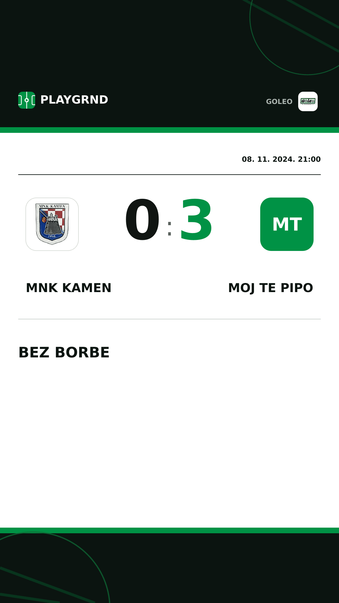 Instagram slika: MNK Kamen 0:3 Moj te pipo
