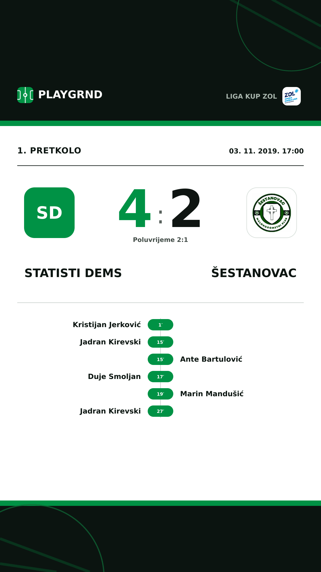 Instagram slika: STatisti DEMS 4:2 Šestanovac
