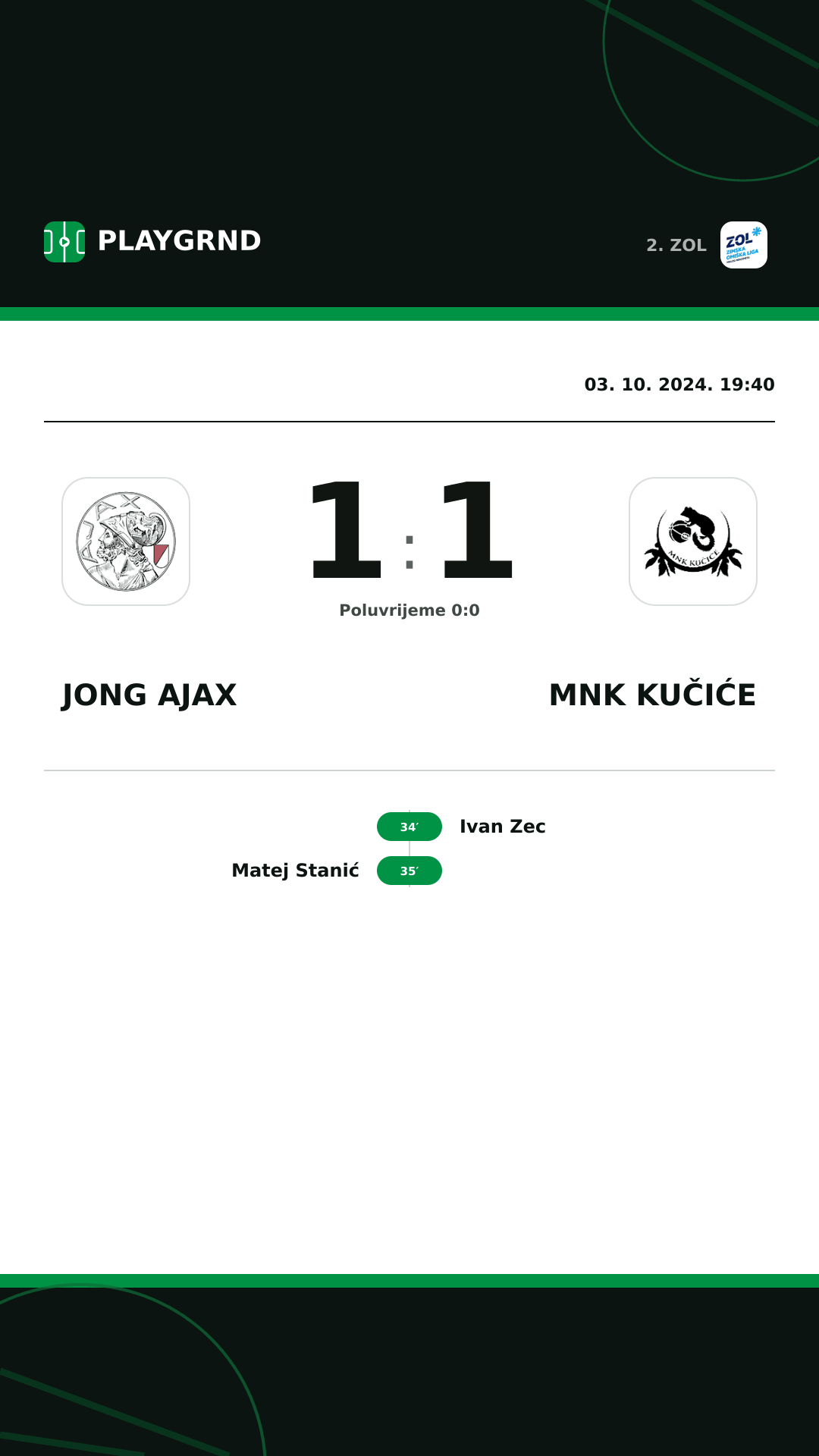 Instagram slika: Jong Ajax 1:1 MNK Kučiće
