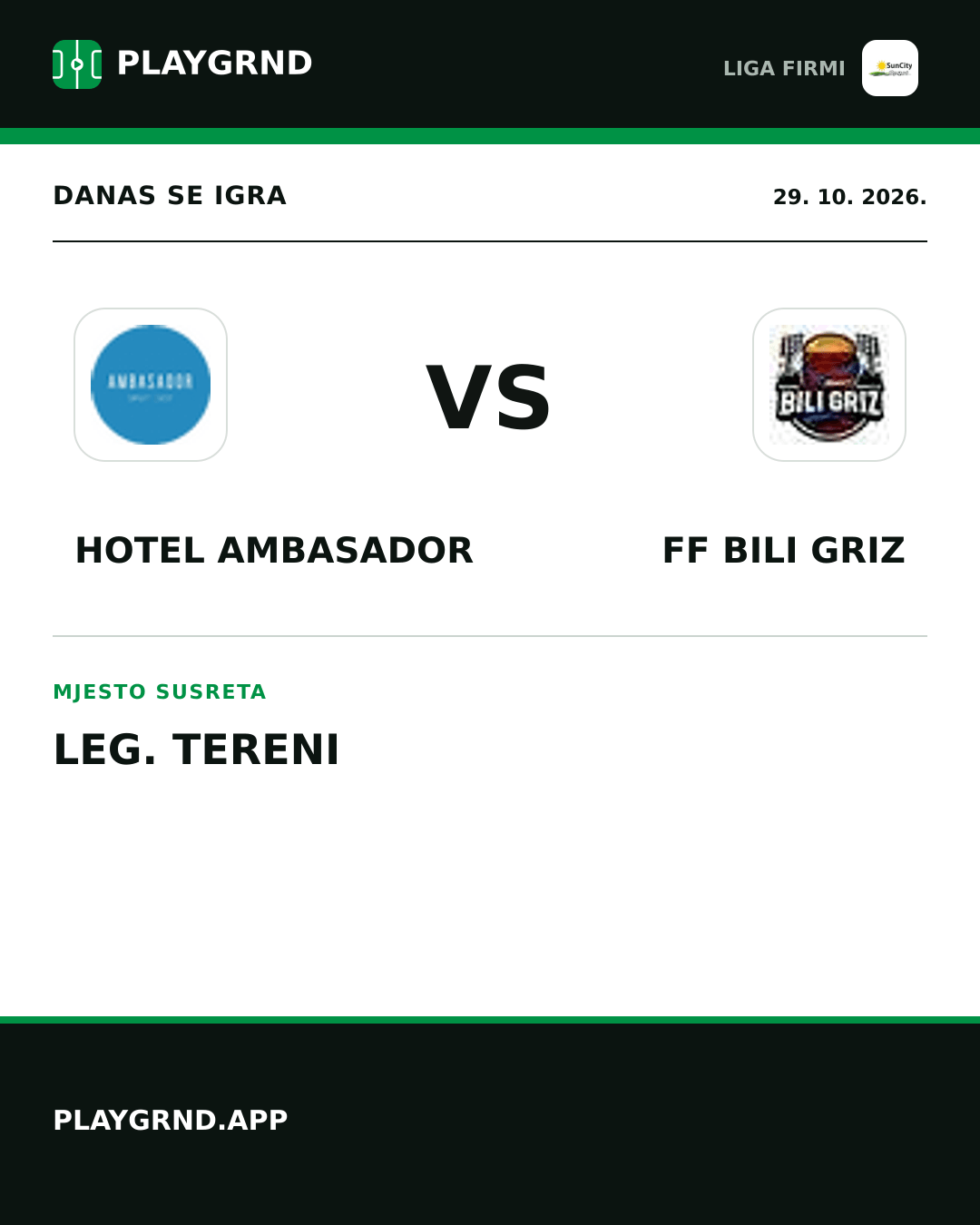 Instagram slika: Hotel Ambasador vs FF Bili Griz