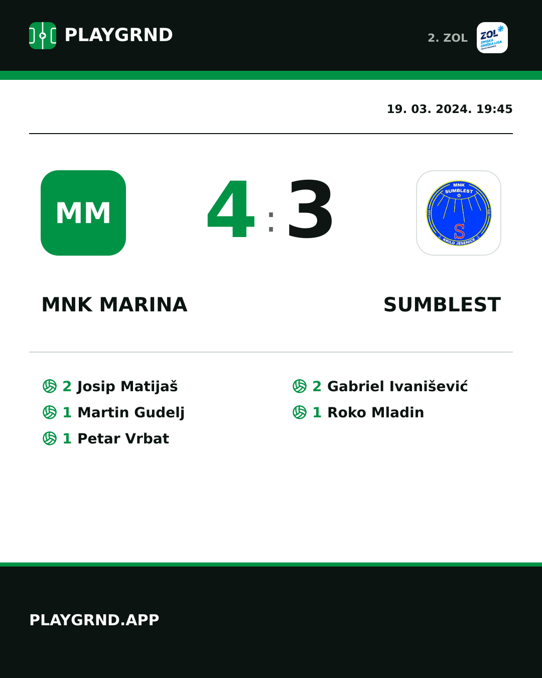 Instagram slika: MNK Marina 4:3 Sumblest