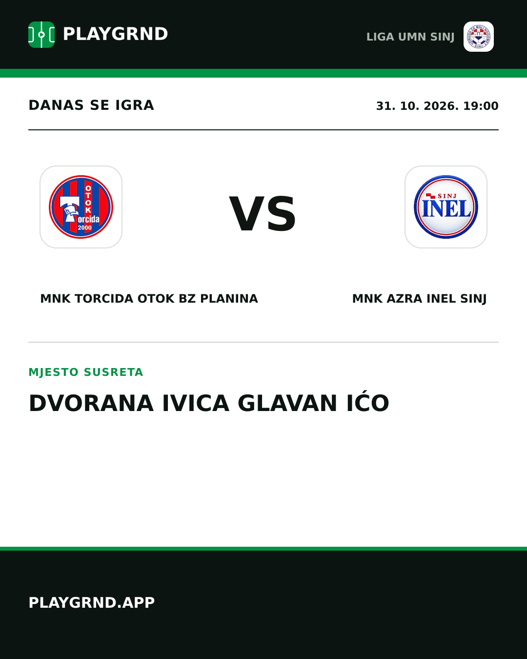 Instagram slika: MNK Torcida Otok BZ Planina vs MNK Azra Inel Sinj