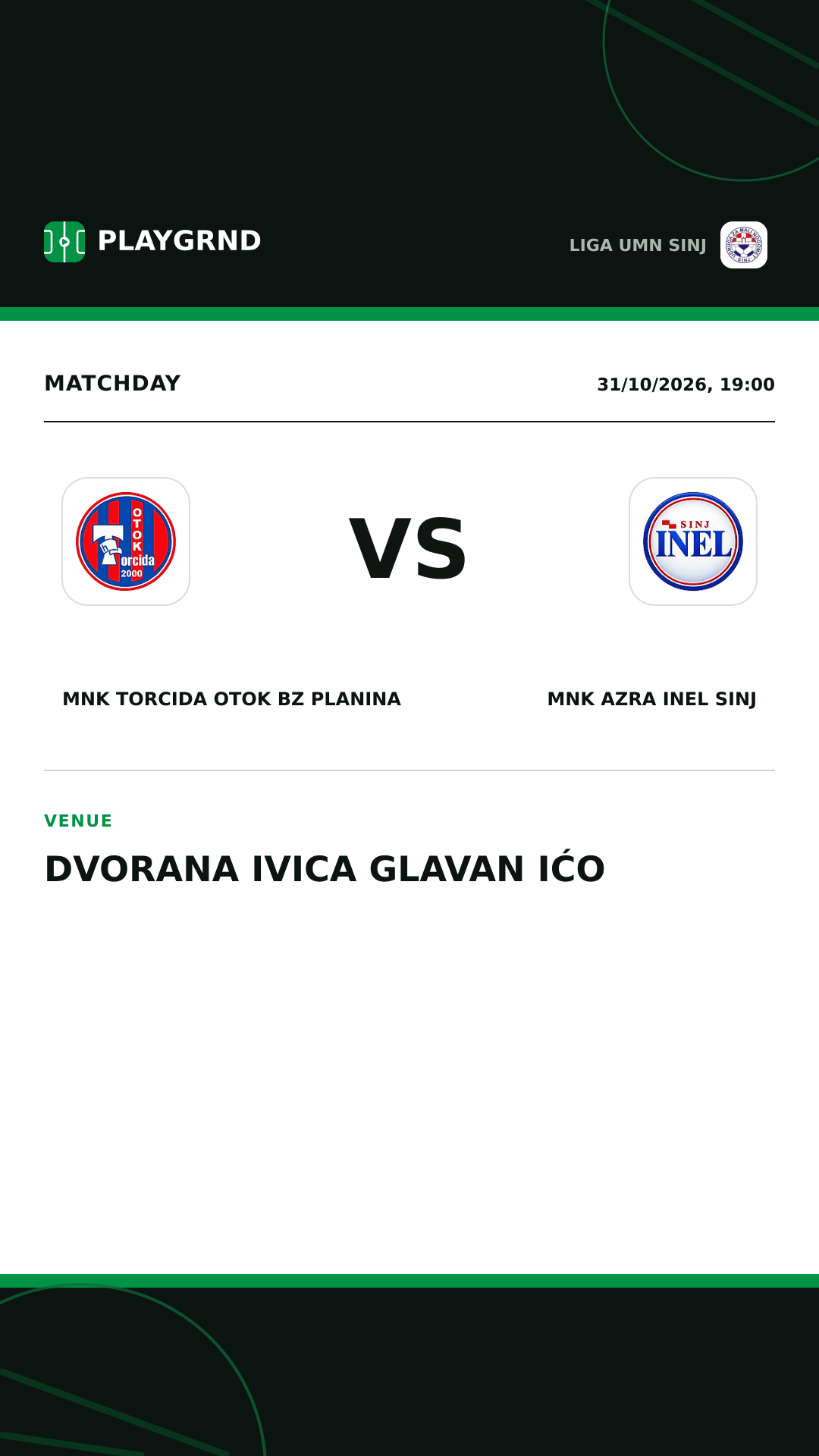 Instagram artwork: MNK Torcida Otok BZ Planina vs MNK Azra Inel Sinj
