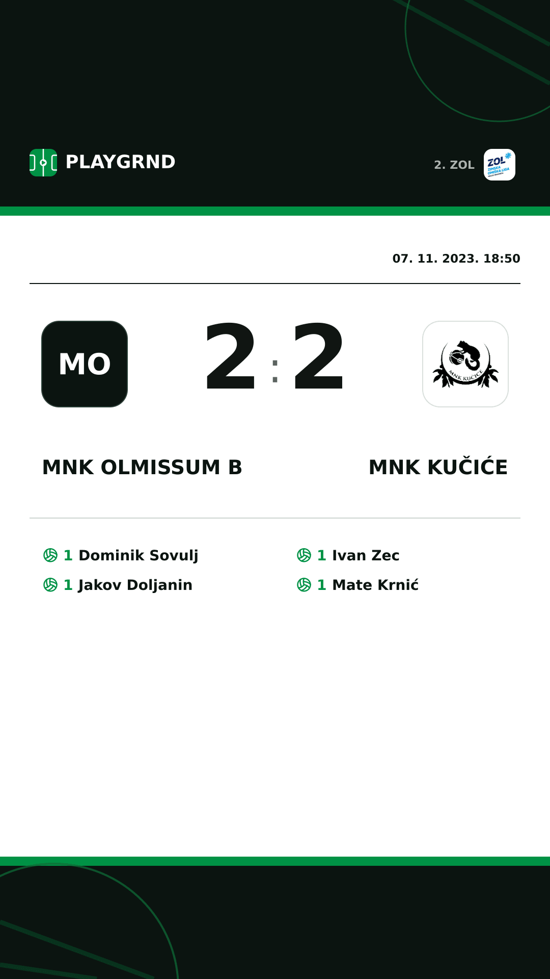 Instagram slika: MNK Olmissum B 2:2 MNK Kučiće