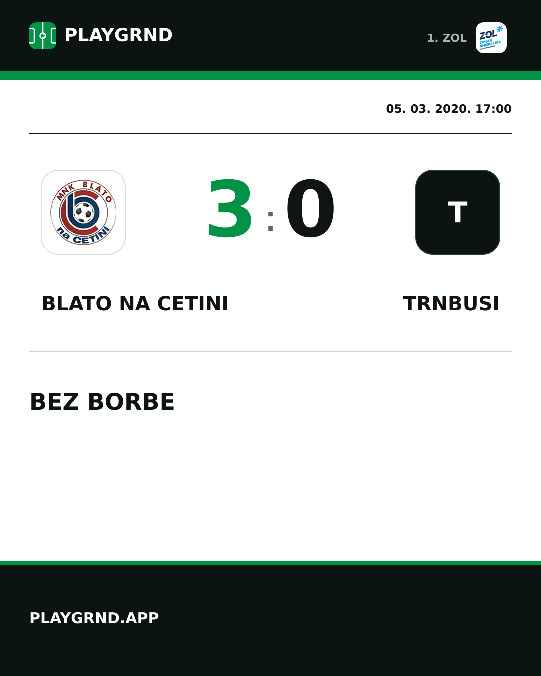Instagram slika: Blato na Cetini 3:0 Trnbusi
