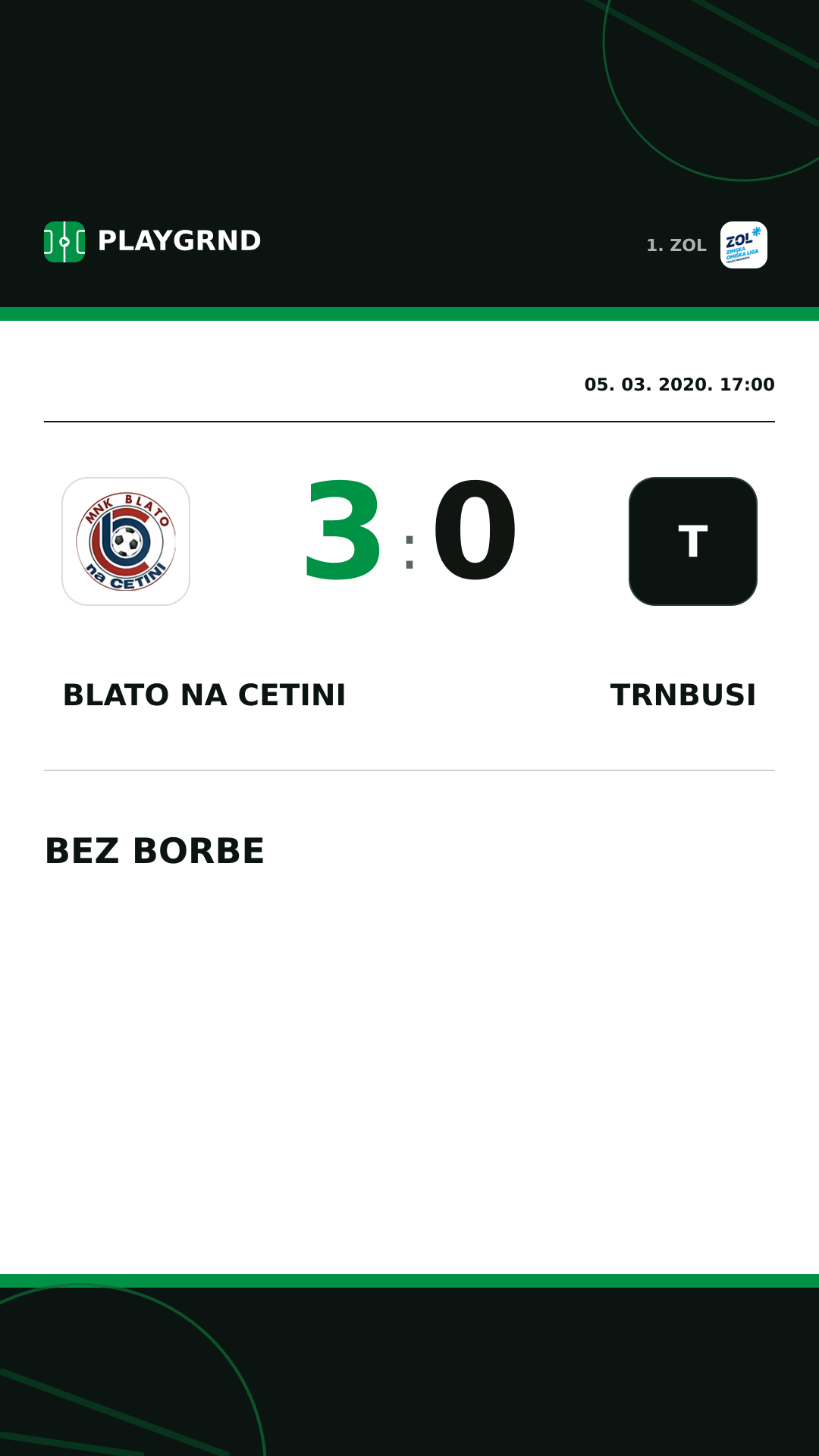 Instagram slika: Blato na Cetini 3:0 Trnbusi