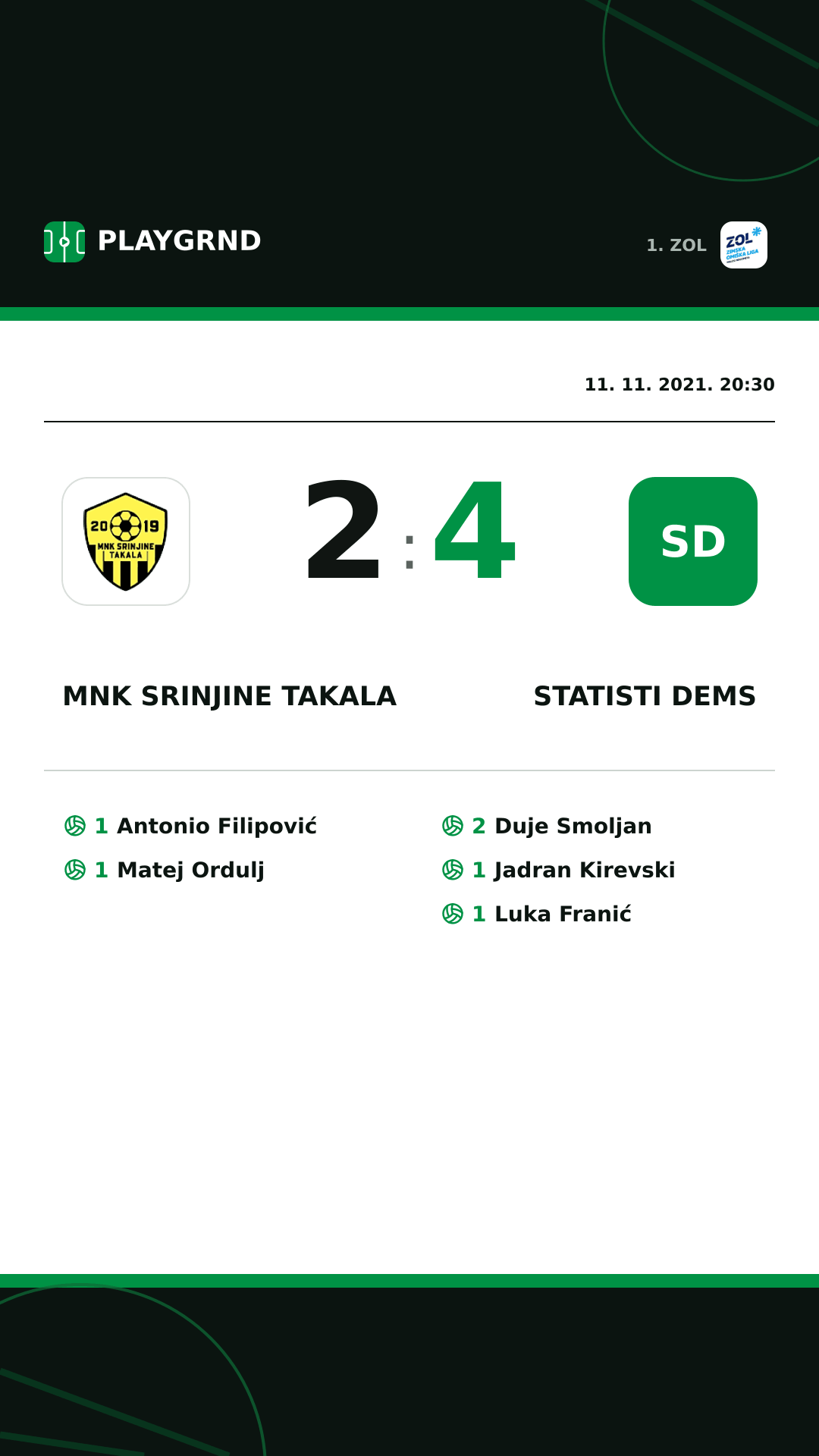Instagram slika: MNK Srinjine Takala 2:4 STatisti DEMS