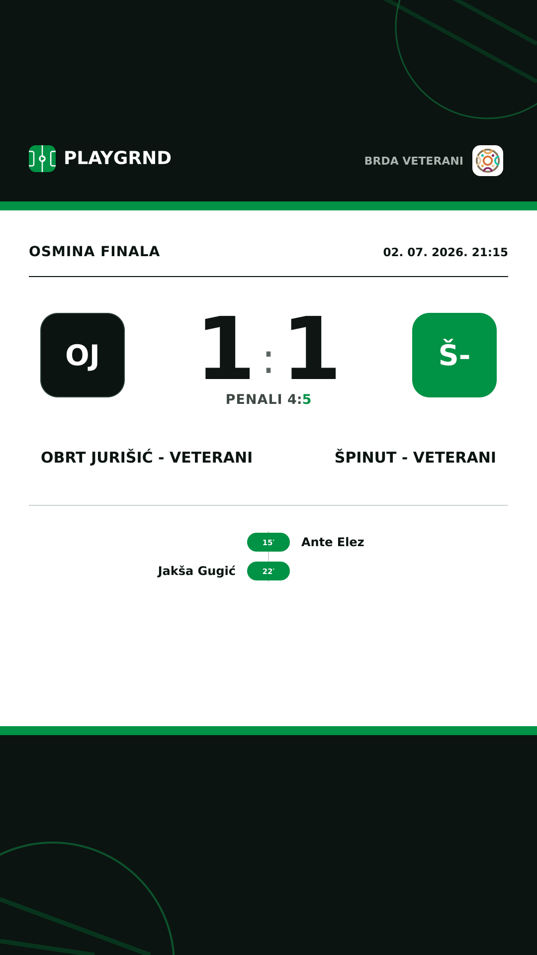 Instagram slika: Obrt Jurišić - Veterani 1:1 Špinut - Veterani