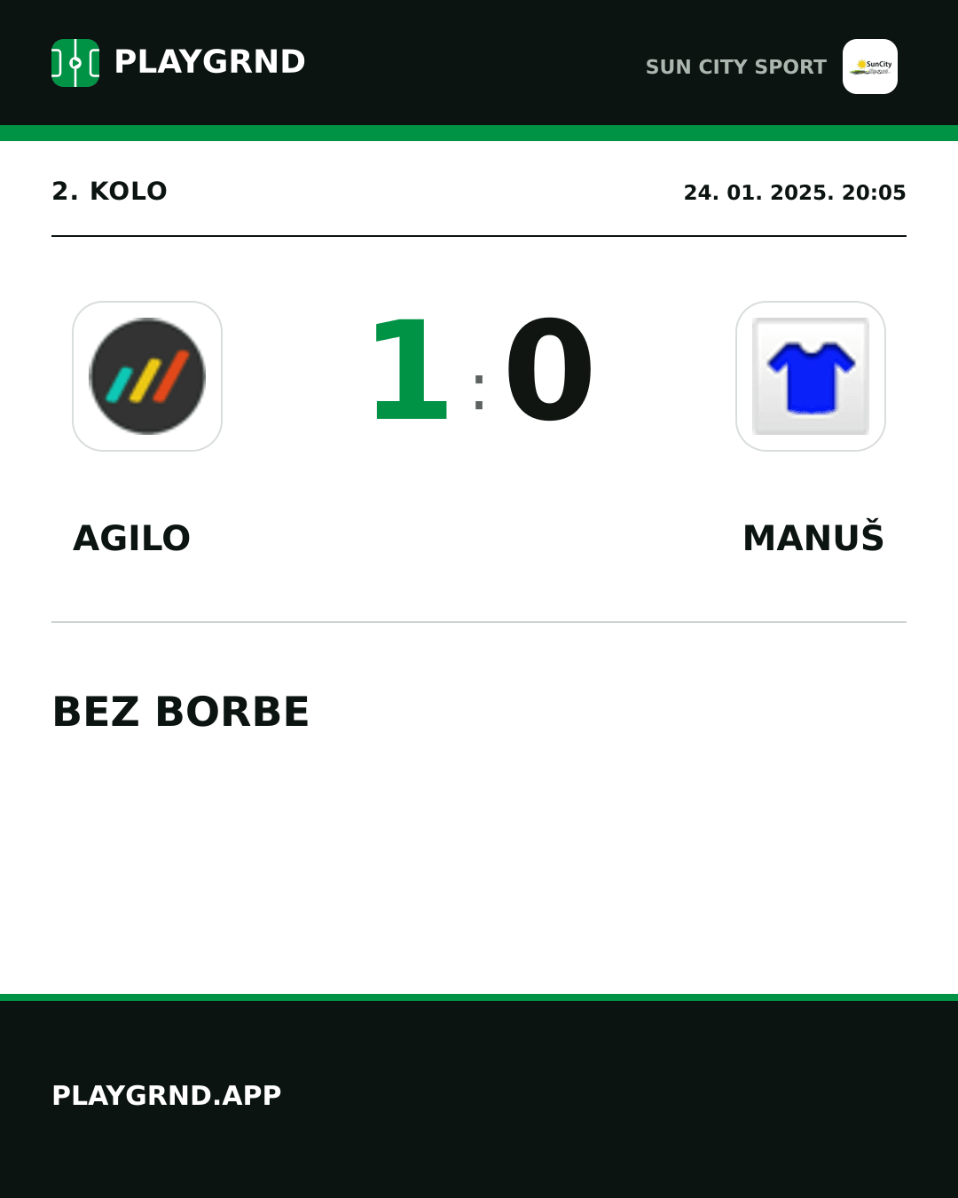 Instagram slika: Agilo 1:0 Manuš
