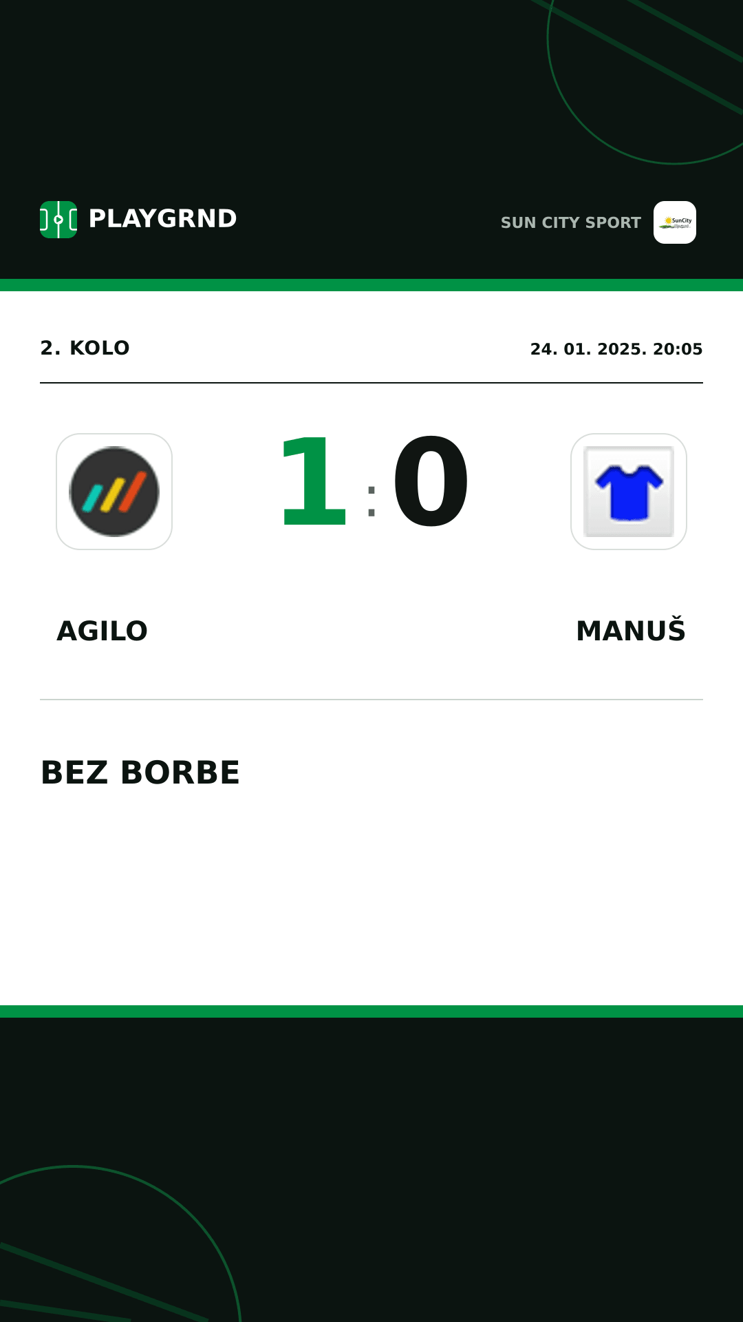 Instagram slika: Agilo 1:0 Manuš