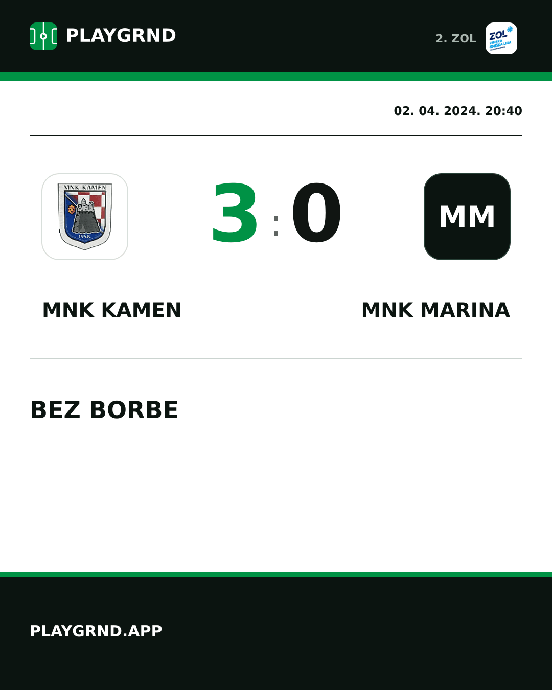 Instagram slika: MNK Kamen 3:0 MNK Marina