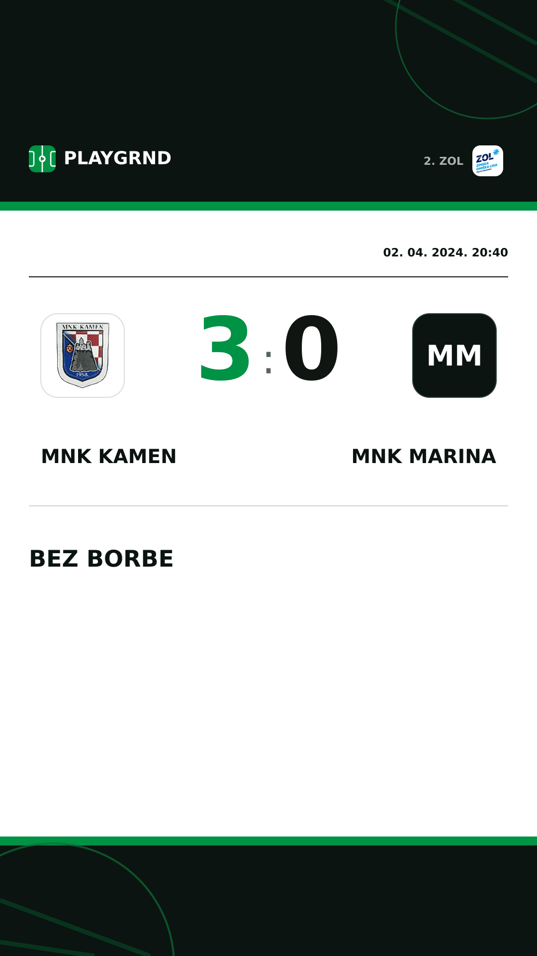 Instagram slika: MNK Kamen 3:0 MNK Marina