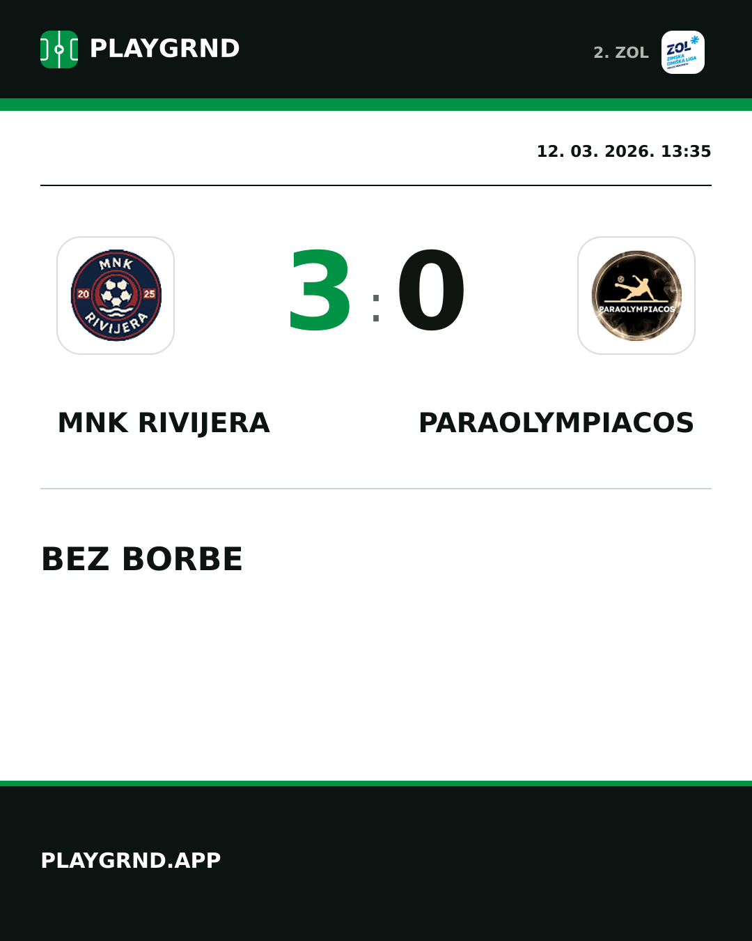 Instagram slika: MNK Rivijera 3:0 Paraolympiacos