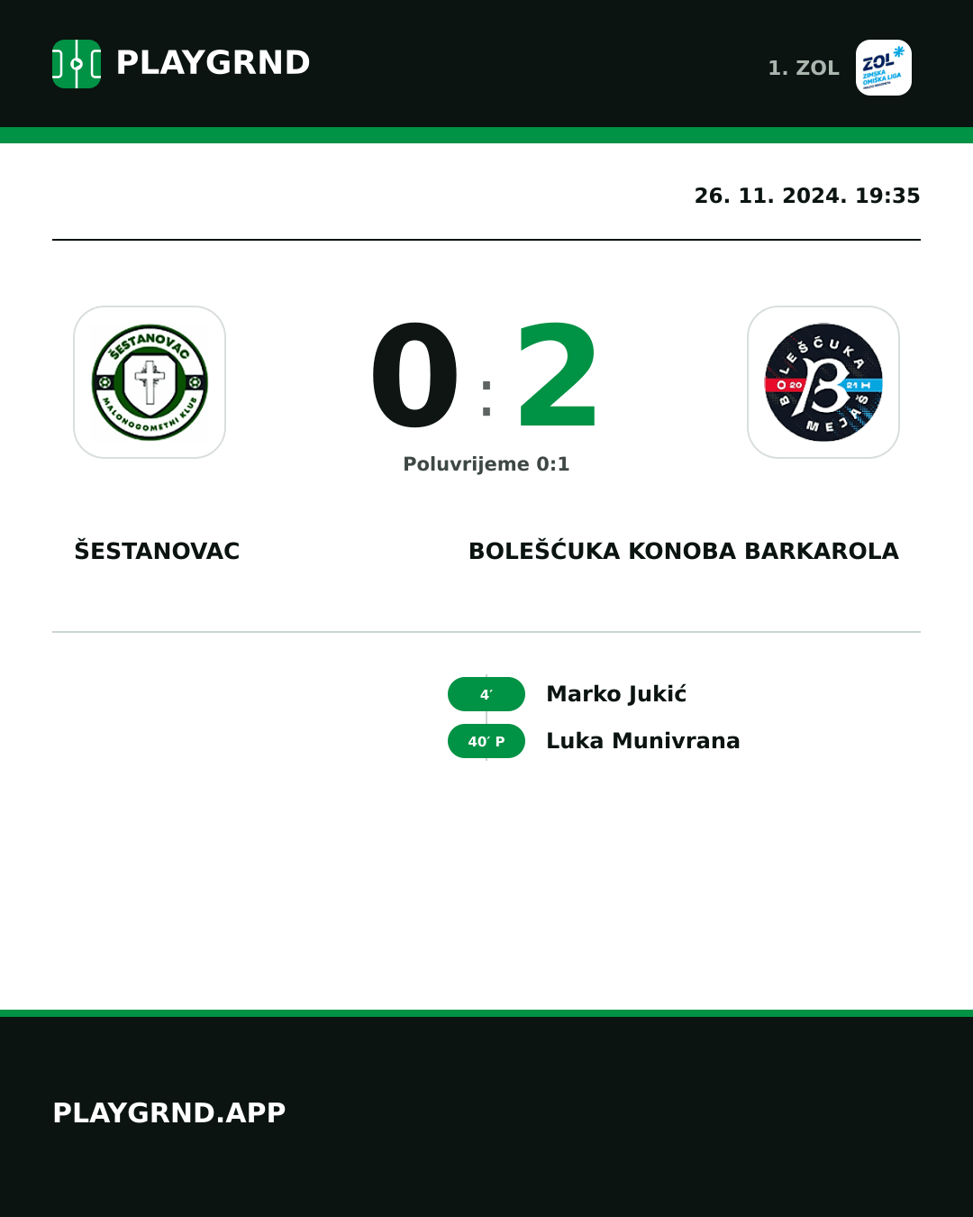 Instagram slika: Šestanovac 0:2 Bolešćuka Konoba Barkarola