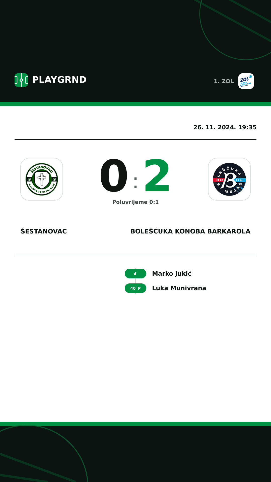 Instagram slika: Šestanovac 0:2 Bolešćuka Konoba Barkarola