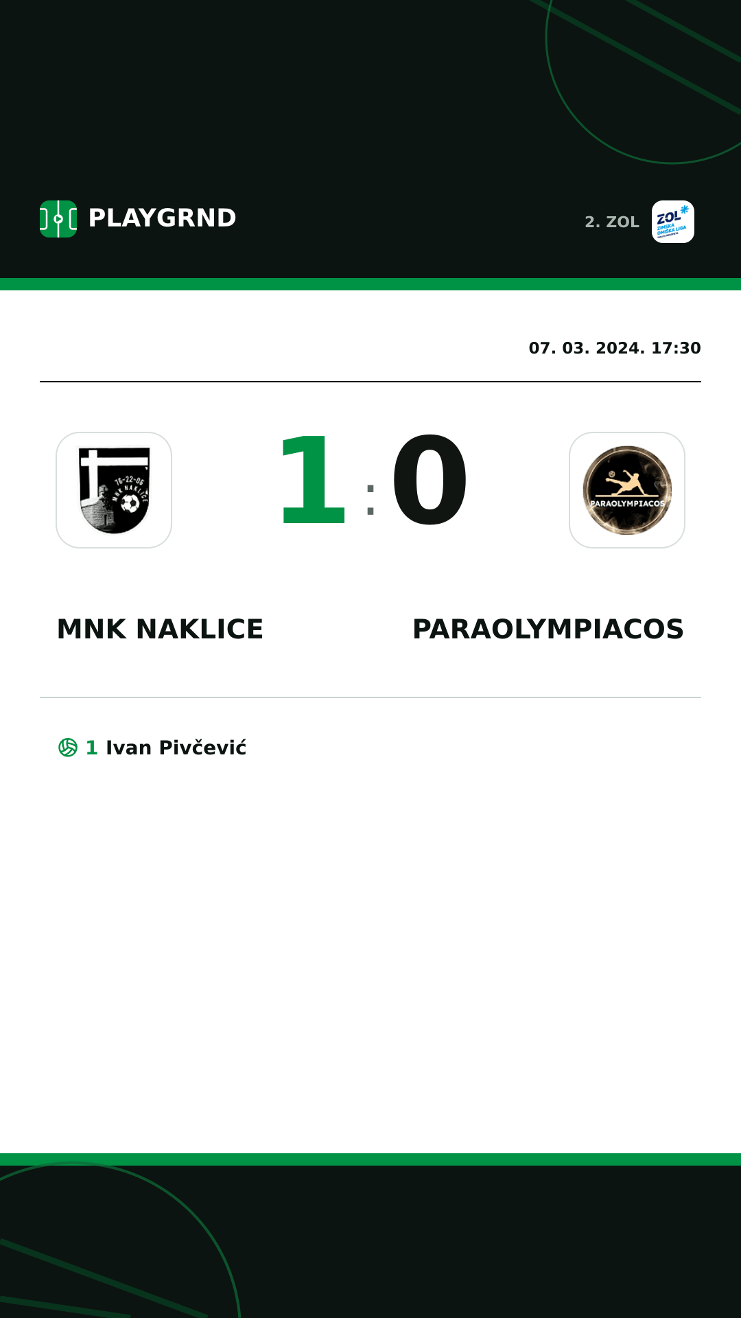 Instagram slika: MNK Naklice 1:0 Paraolympiacos