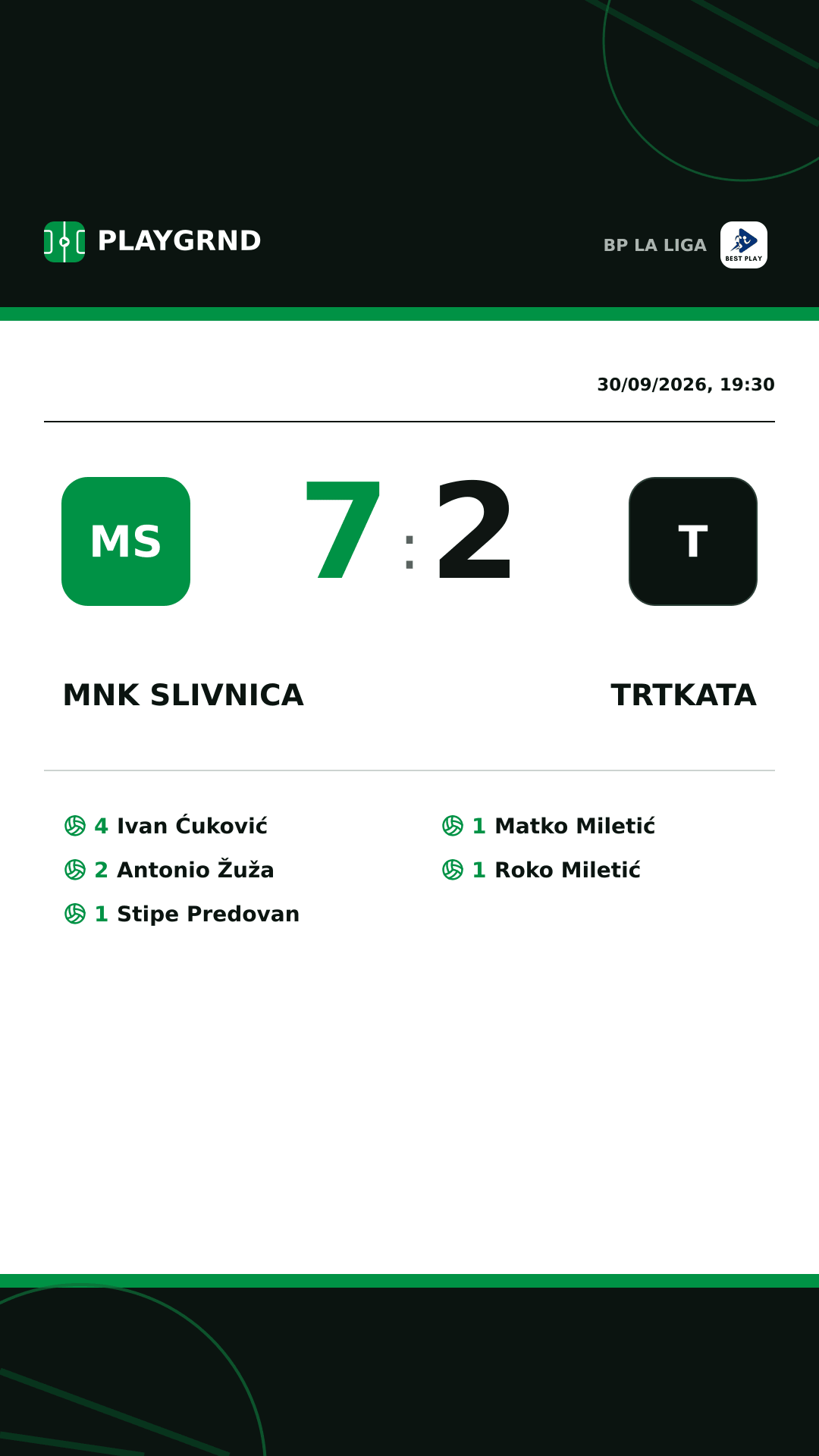 Instagram artwork: MNK Slivnica 7:2 Trtkata