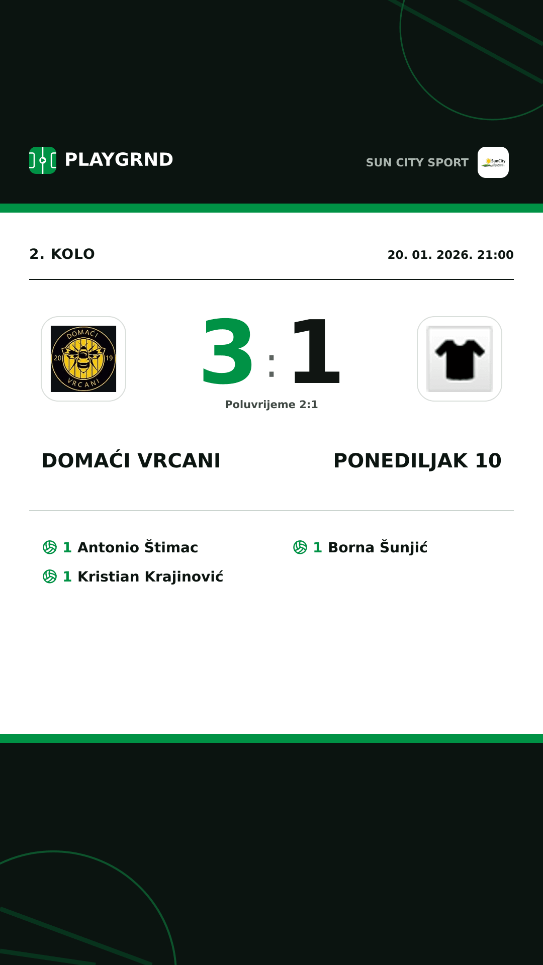 Instagram slika: Domaći Vrcani 3:1 Ponediljak 10