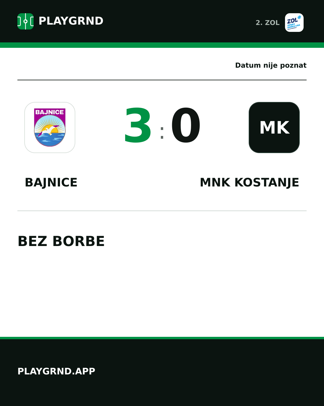 Instagram slika: Bajnice 3:0 MNK Kostanje