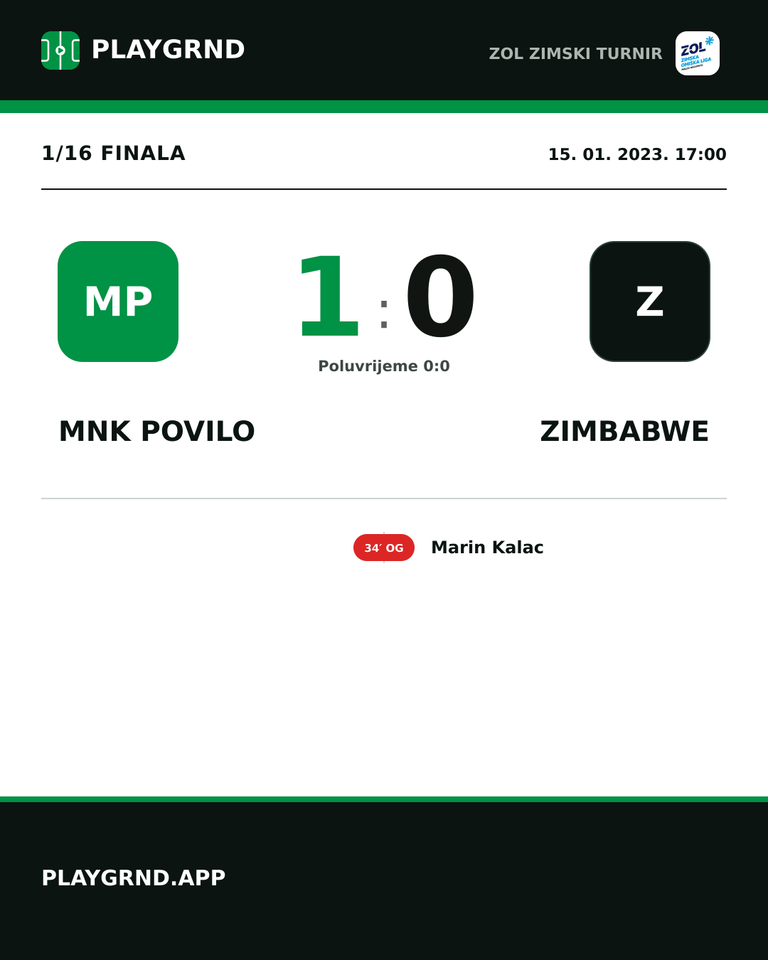 Instagram slika: Mnk Povilo 1:0 Zimbabwe