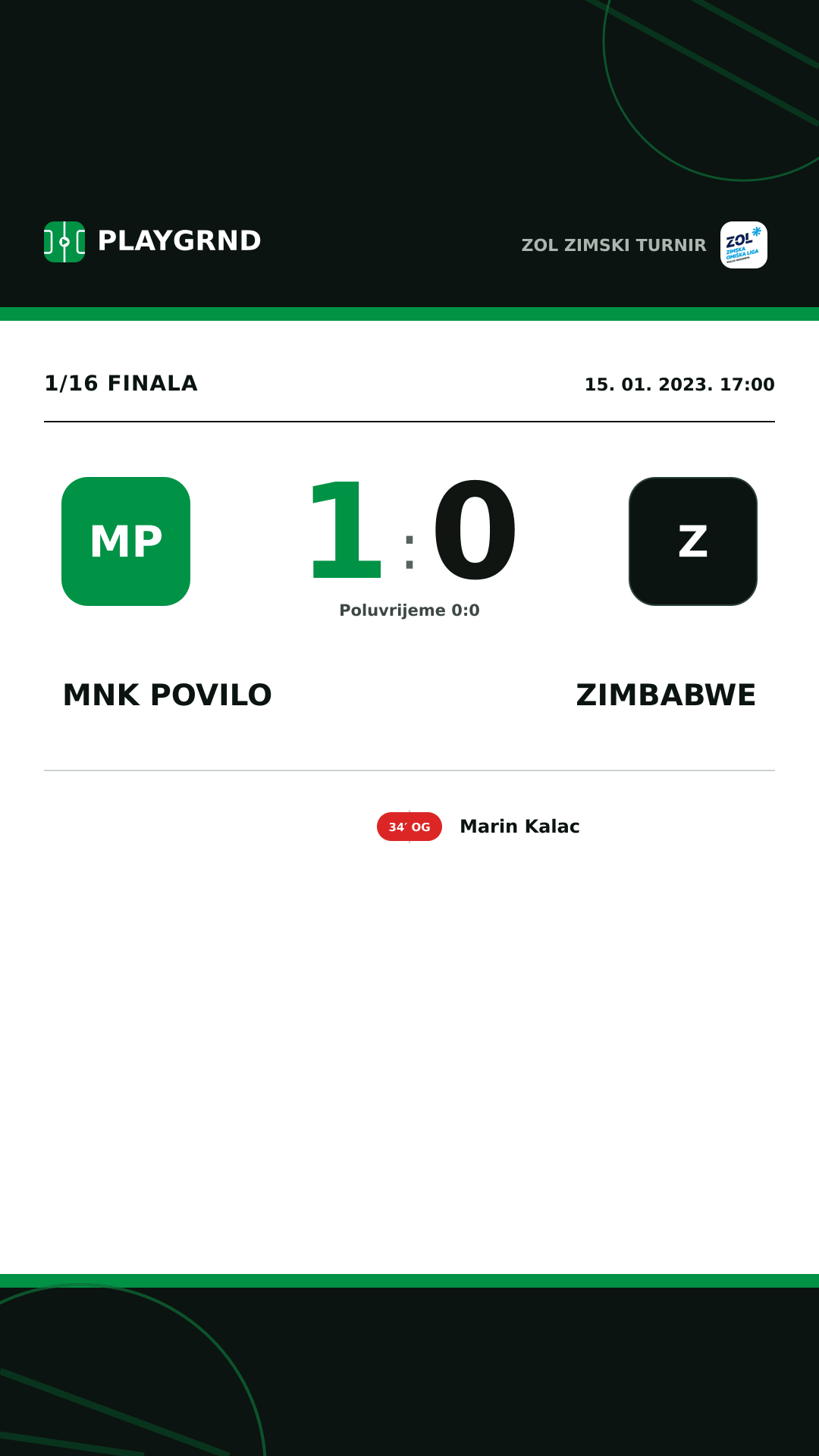 Instagram slika: Mnk Povilo 1:0 Zimbabwe
