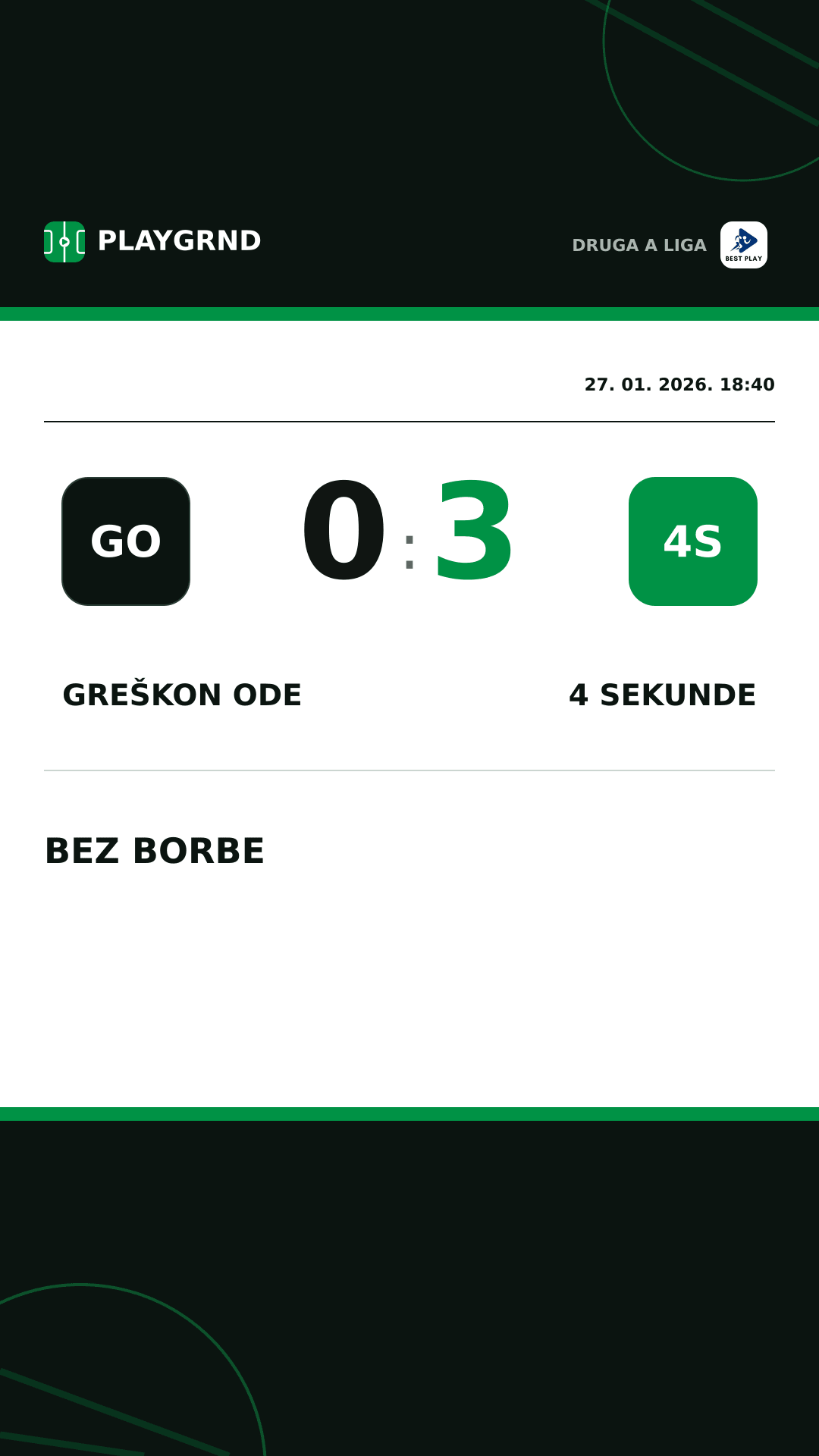 Instagram slika: Greškon Ode 0:3 4 Sekunde