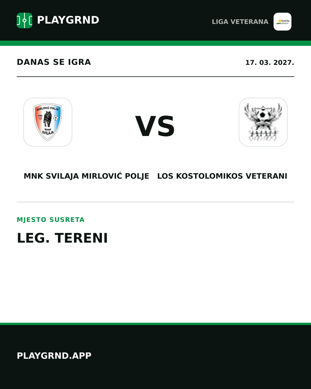 Instagram slika: MNK Svilaja Mirlović Polje vs Los Kostolomikos Veterani