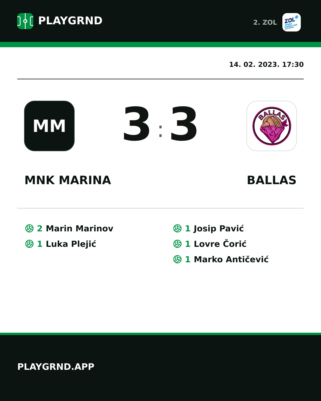 Instagram slika: MNK Marina 3:3 Ballas