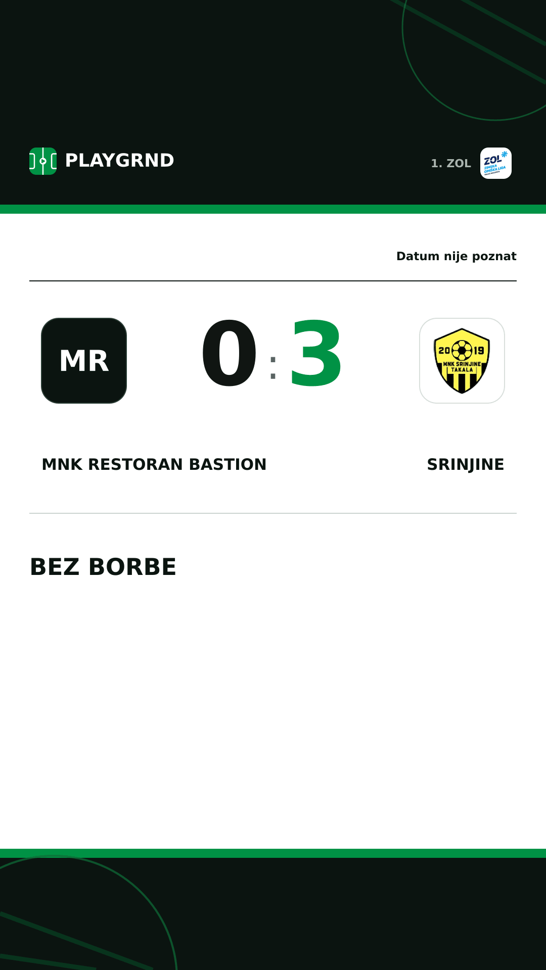 Instagram slika: MNK Restoran Bastion 0:3 Srinjine