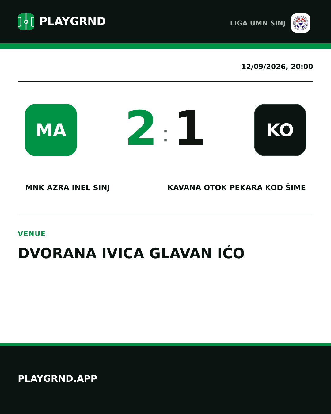 Instagram artwork: MNK Azra Inel Sinj 2:1 Kavana Otok Pekara kod Šime