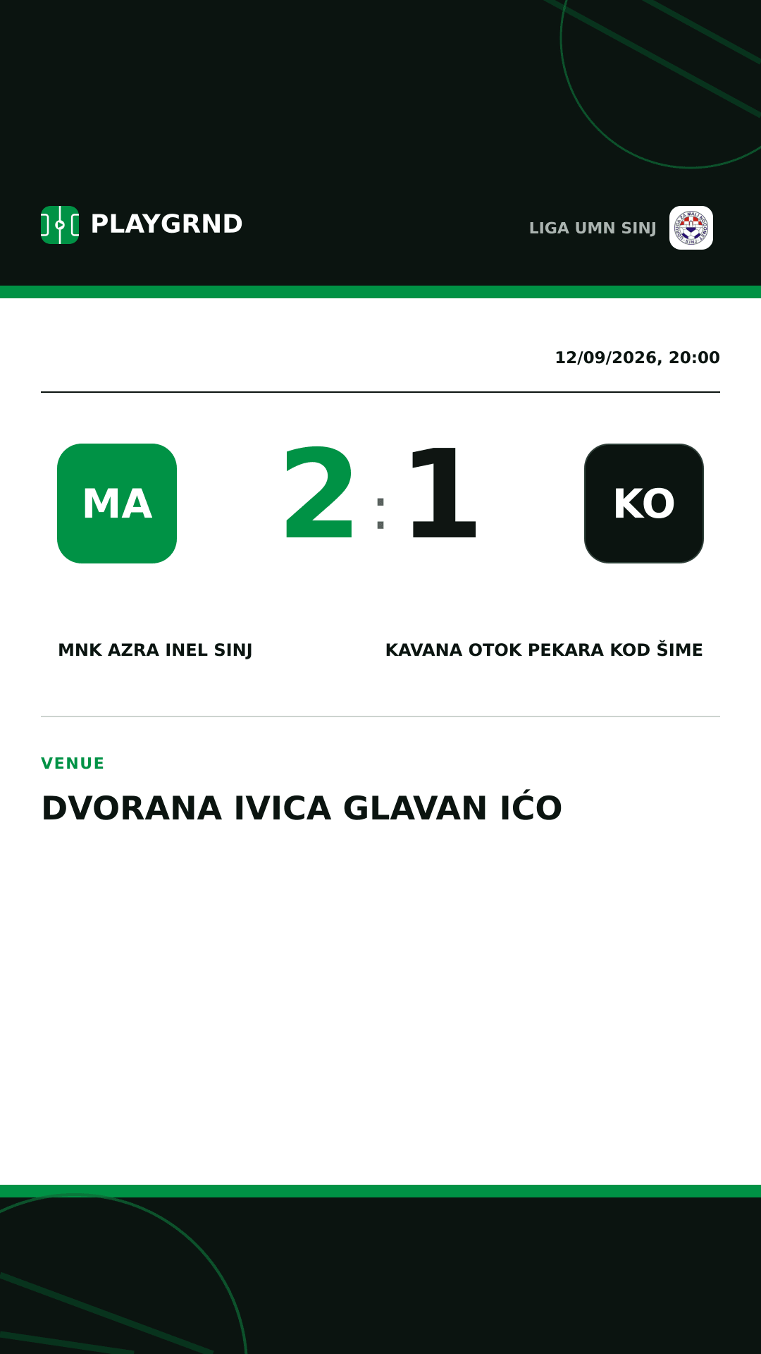 Instagram artwork: MNK Azra Inel Sinj 2:1 Kavana Otok Pekara kod Šime