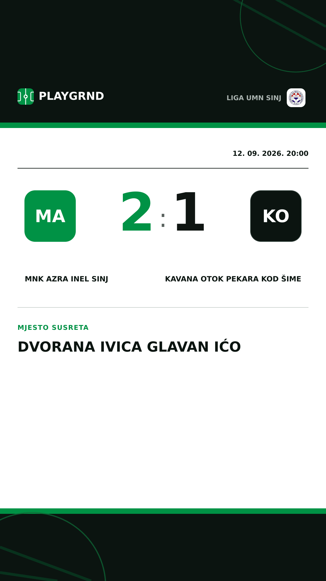 Instagram slika: MNK Azra Inel Sinj 2:1 Kavana Otok Pekara kod Šime