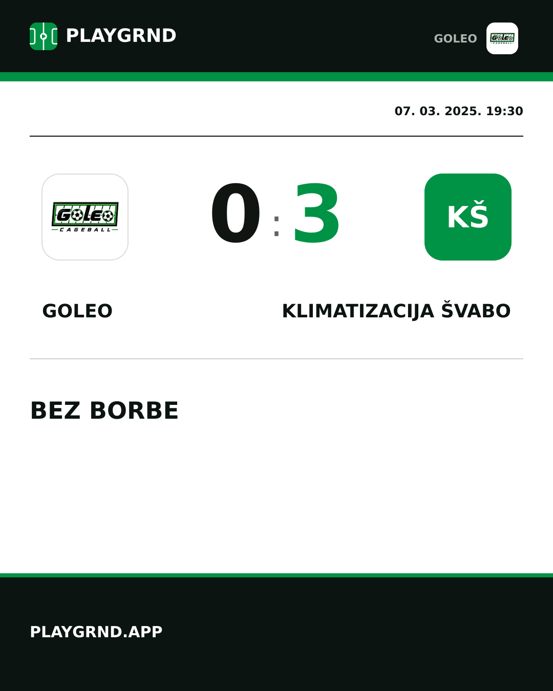 Instagram slika: Goleo 0:3 Klimatizacija Švabo