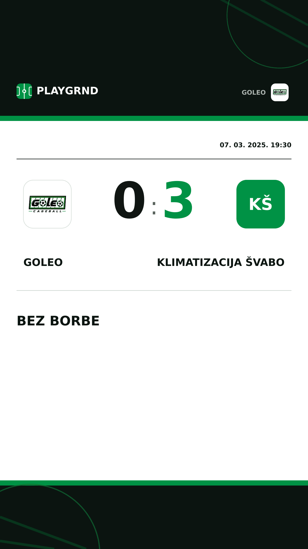 Instagram slika: Goleo 0:3 Klimatizacija Švabo