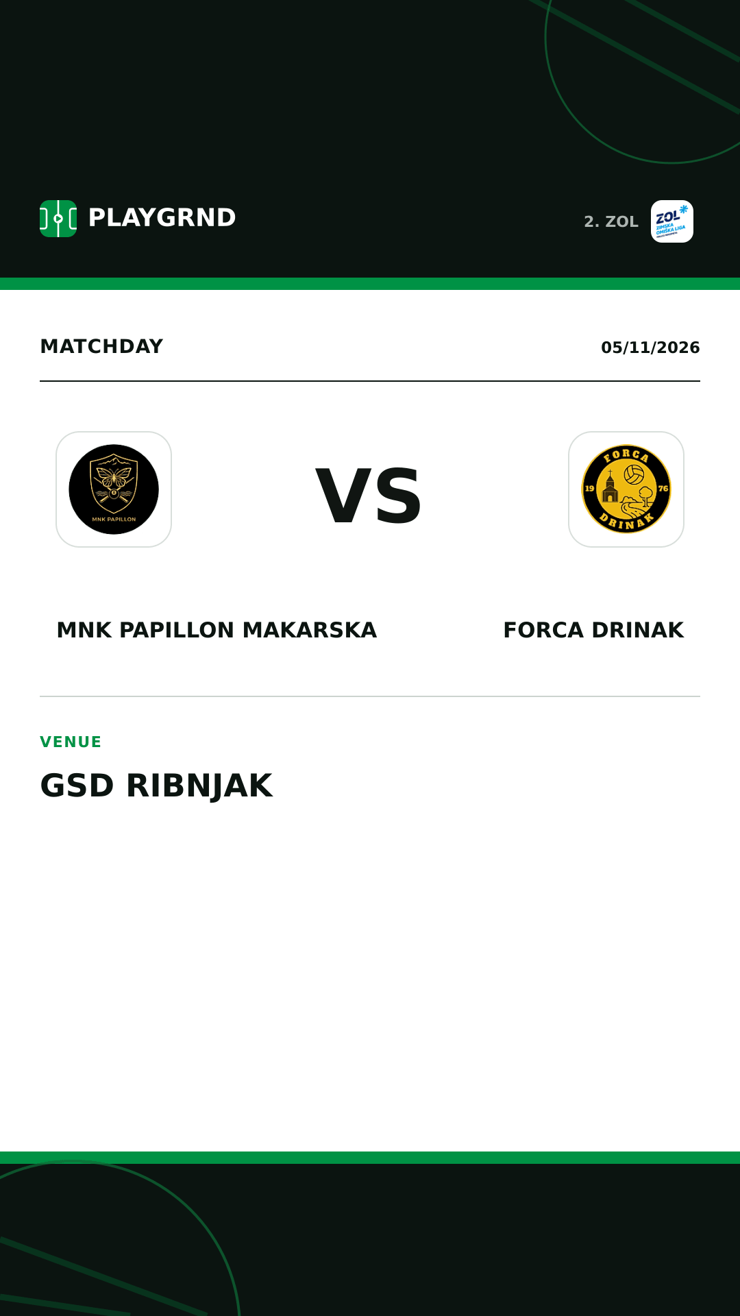 Instagram artwork: MNK Papillon Makarska vs Forca Drinak