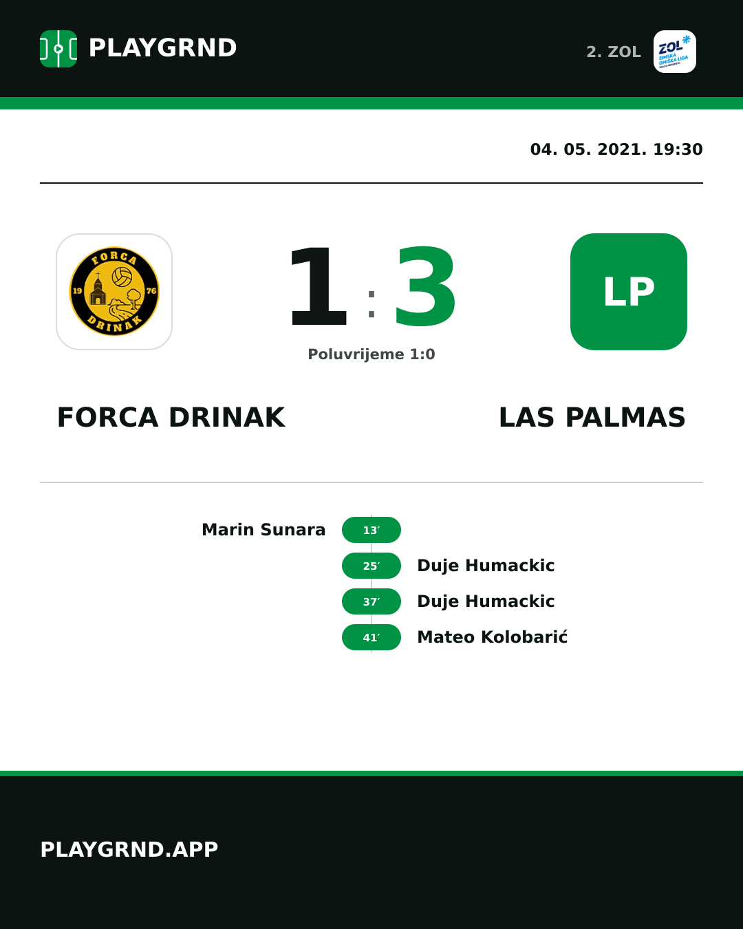 Instagram slika: Forca Drinak 1:3 Las Palmas