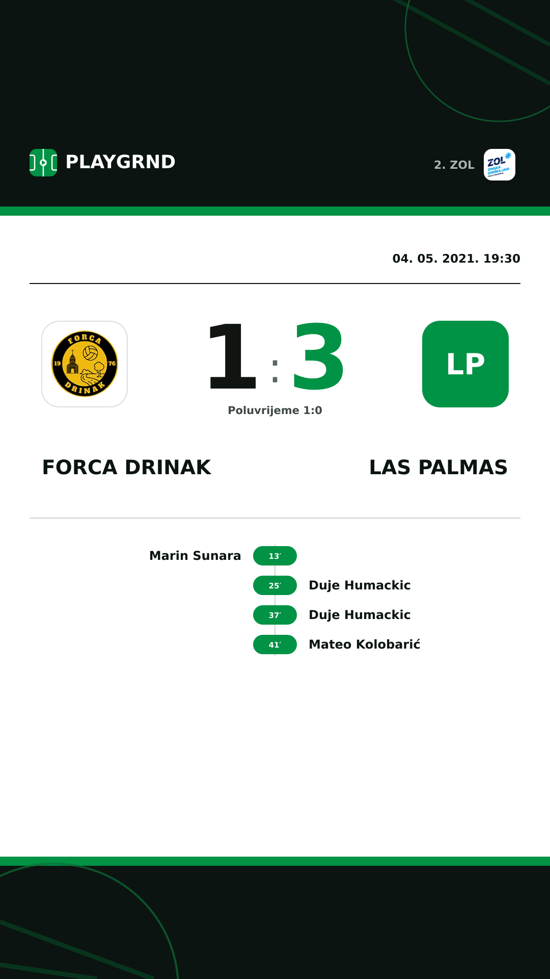 Instagram slika: Forca Drinak 1:3 Las Palmas