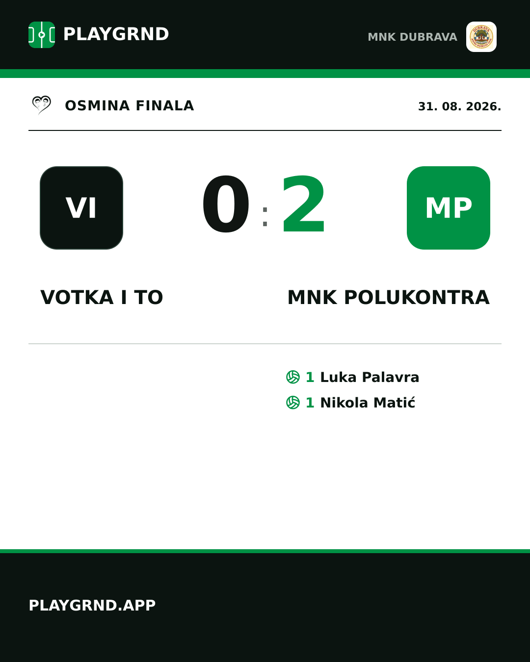 Instagram slika: Votka i to 0:2 MNK Polukontra
