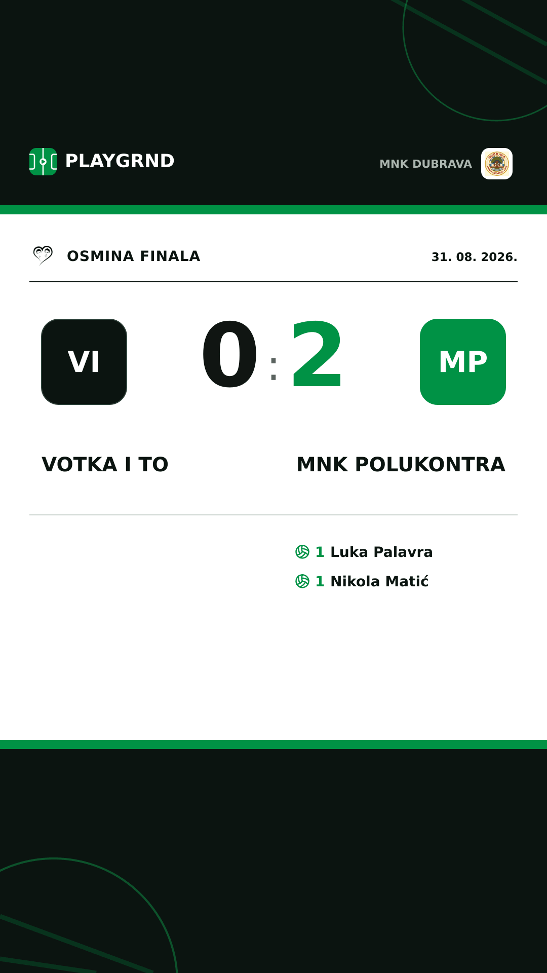 Instagram slika: Votka i to 0:2 MNK Polukontra