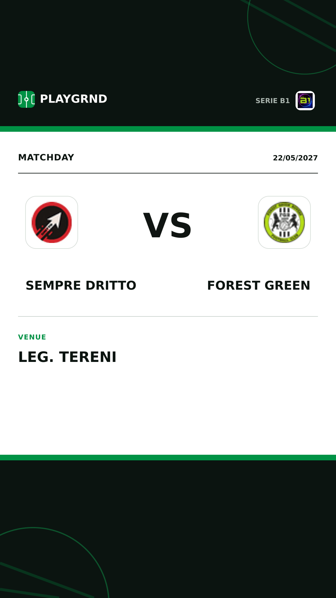 Instagram artwork: Sempre Dritto vs Forest Green