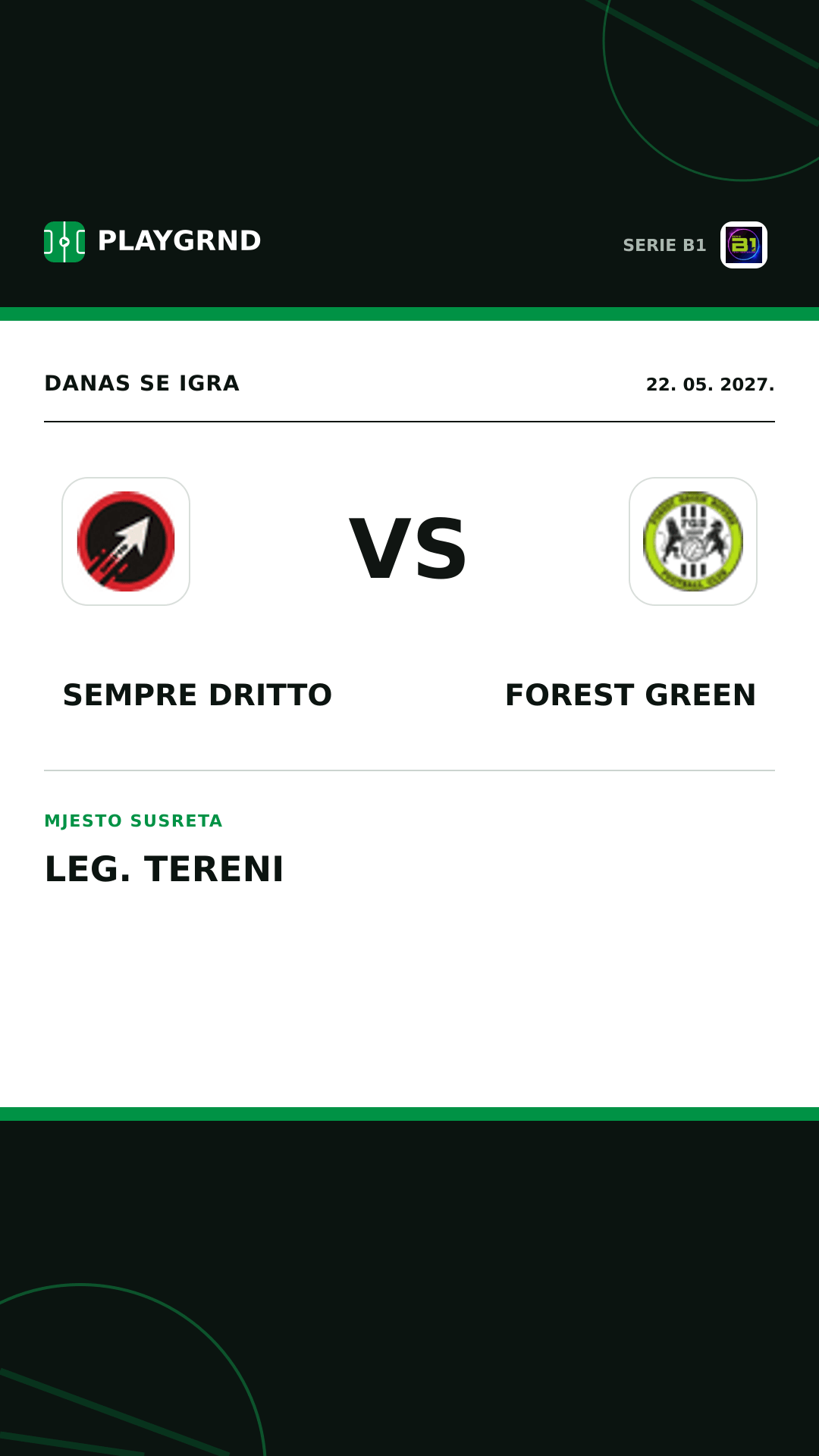 Instagram slika: Sempre Dritto vs Forest Green