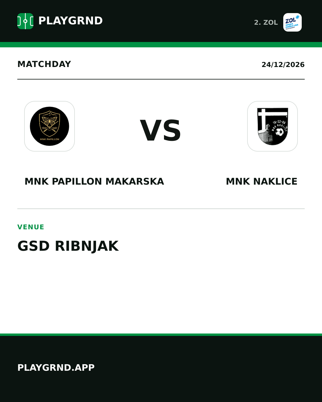 Instagram artwork: MNK Papillon Makarska vs MNK Naklice