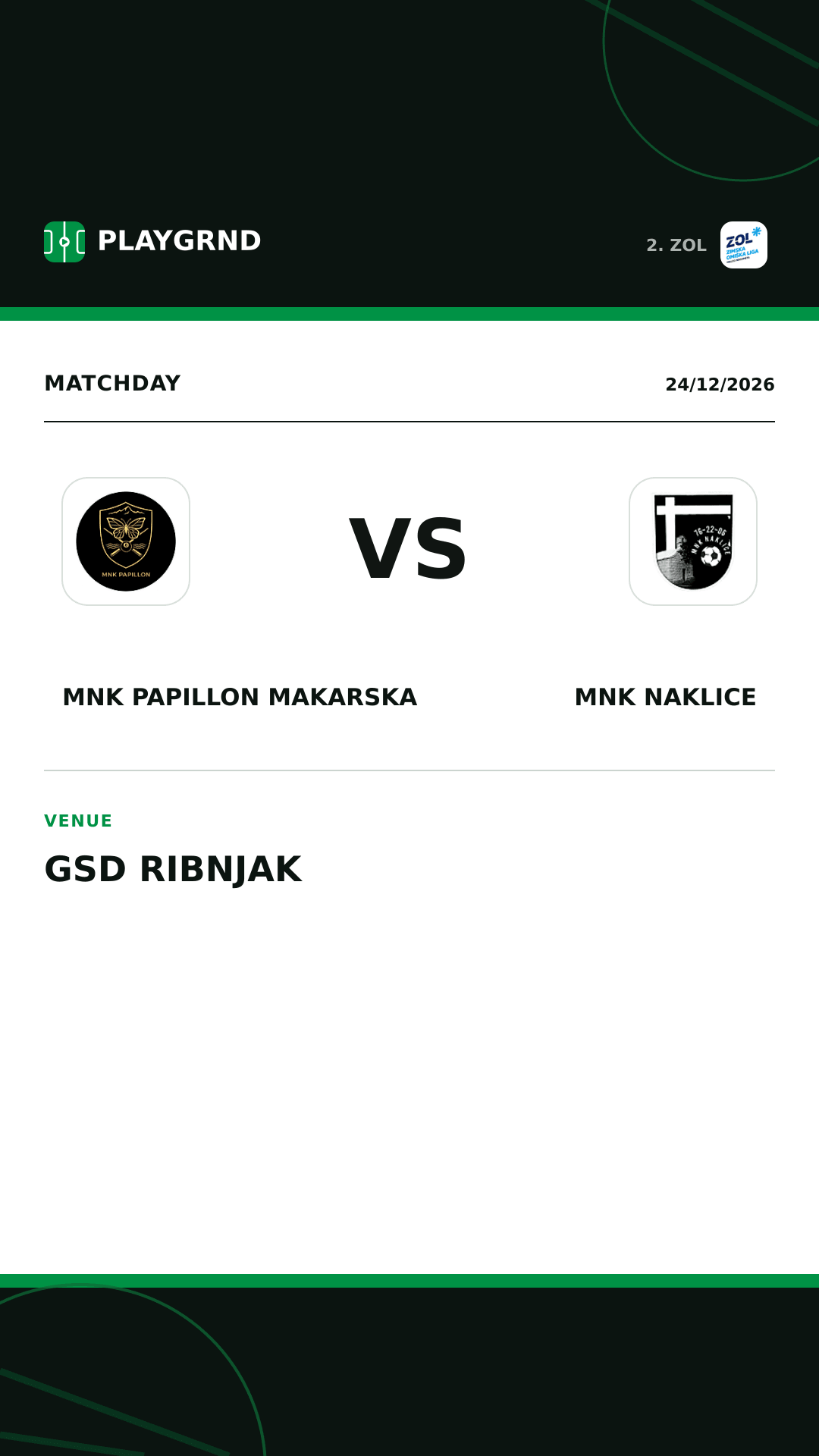 Instagram artwork: MNK Papillon Makarska vs MNK Naklice