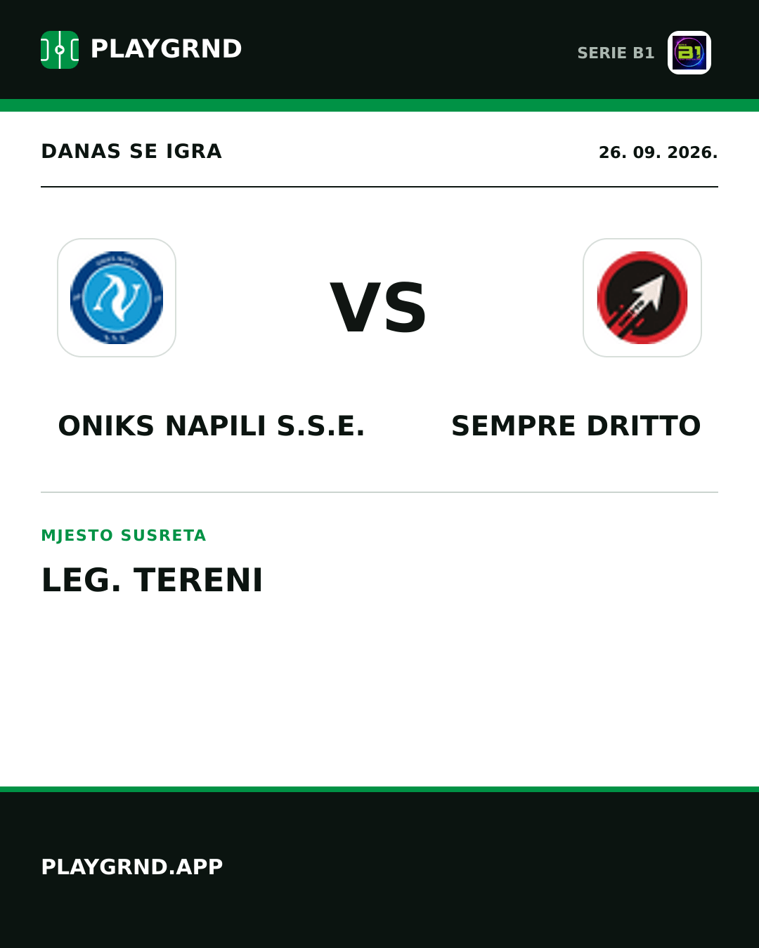 Instagram slika: Oniks Napili S.S.E. vs Sempre Dritto