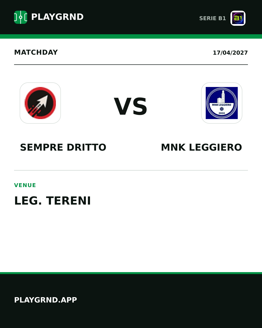Instagram artwork: Sempre Dritto vs MNK Leggiero