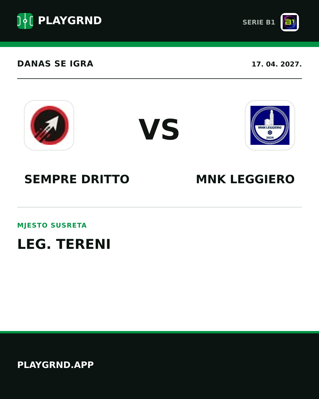 Instagram slika: Sempre Dritto vs MNK Leggiero