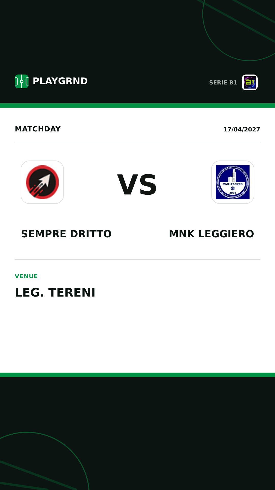 Instagram artwork: Sempre Dritto vs MNK Leggiero